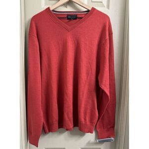 Bonobos Men's XXL 2XL 100% Extra‎ Fine Merino Wool Red Classic V Neck Sweater